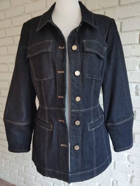 White House Black Market Dark Indigo Denim Jacket sz M